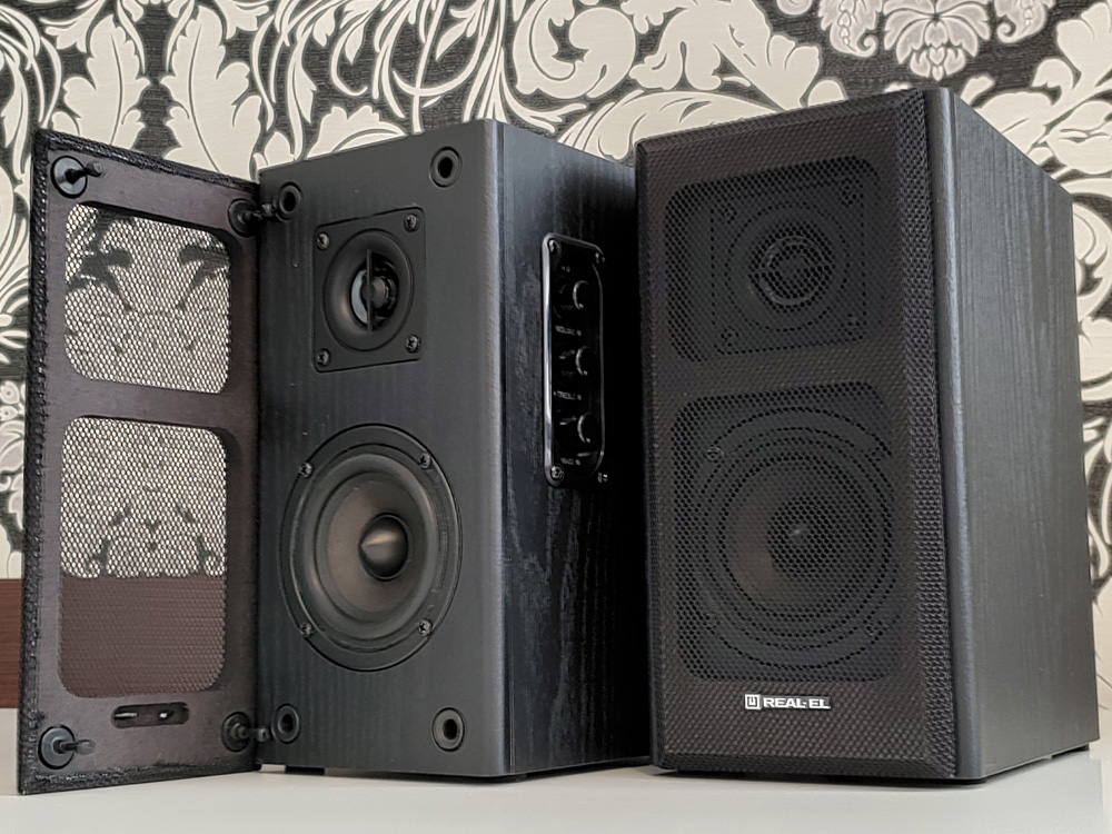 Вигляд колонок REAL-EL S-250 з відкритою захисною панеллю