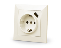 Розетка з вмонтованим блоком живлення USB REAL-EL CSW-210-C 